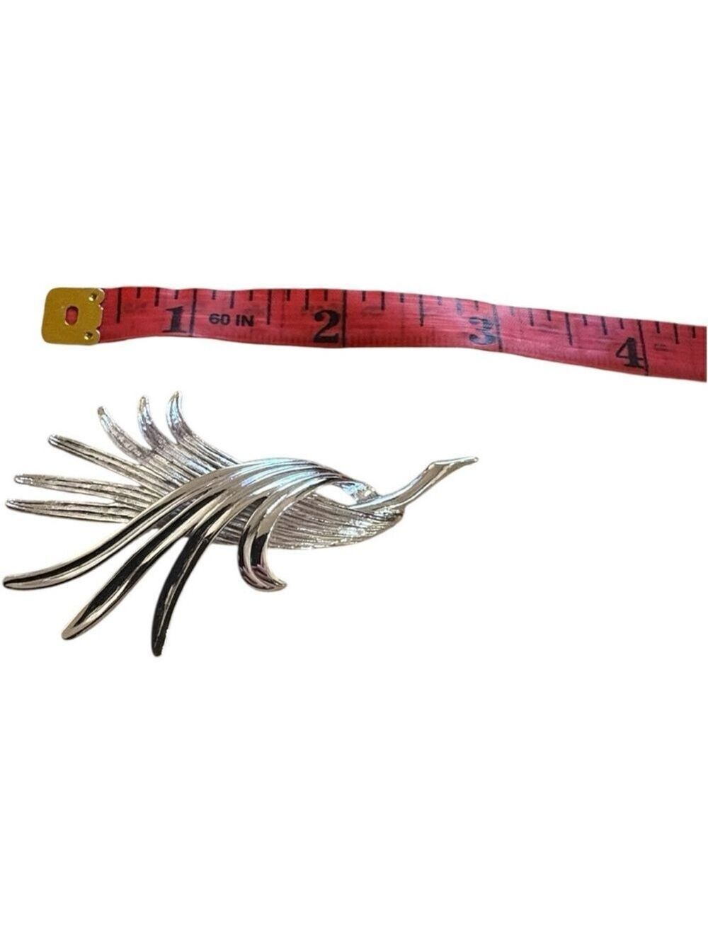 Monet Vintage Art Deco Swan Brooch Pin One Size Silver